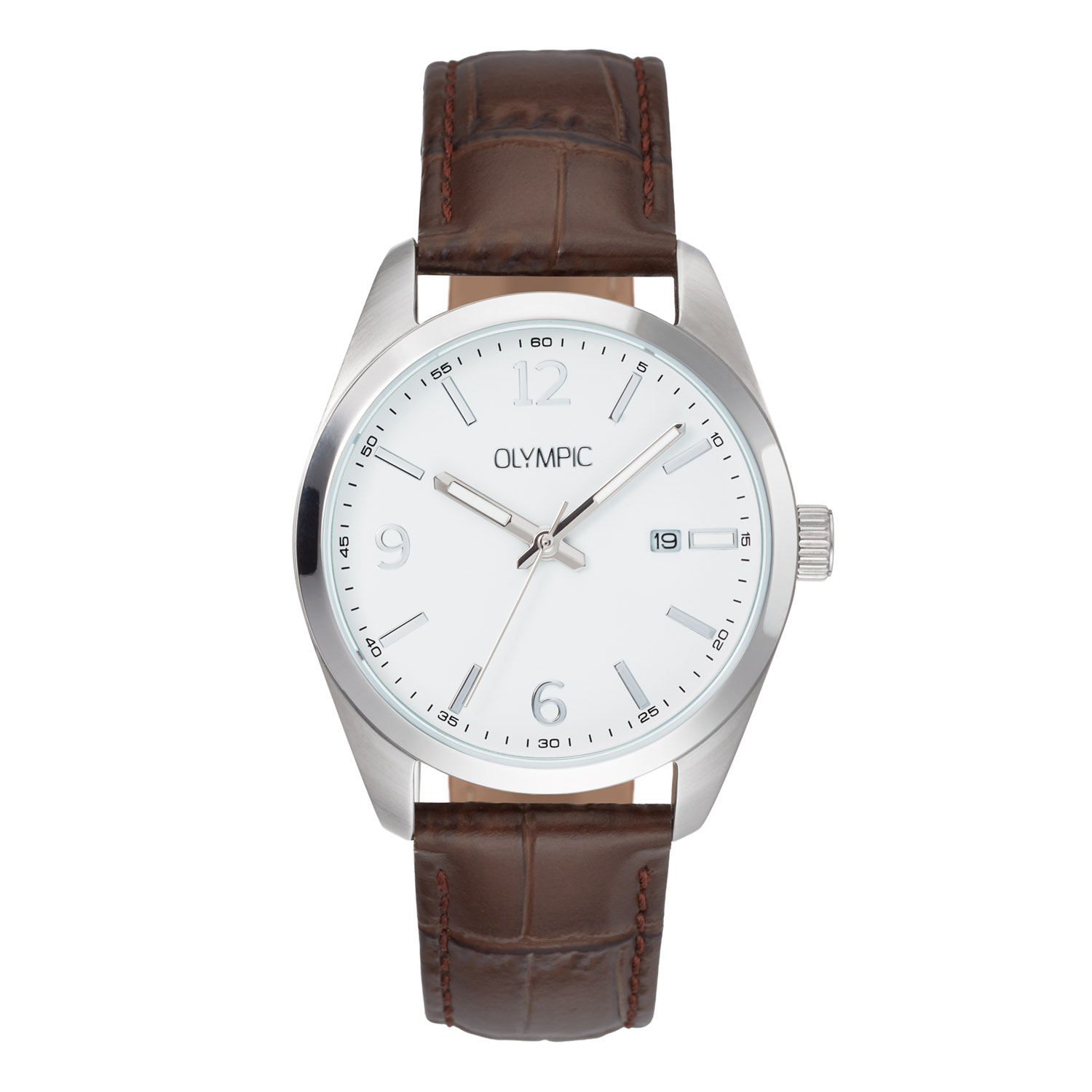 Olympic OL75HSL002 Louis Horloge Staal 39mm 
Dit unieke Olympic horloge met artikelnummer: OL75HSL002 is een herenhorloge met een classic sportieve uitstraling. Het horloge heeft een ronde stalen kast met een witte wijzerplaat met een datum. Aan de kast zit een bruine lerenband met een gespsluiting. Het horloge heeft een mineraalglas, een doorsnee van 39mm en is 5ATM.

Het merk:
Een mooi horloge hoeft niet duur te zijn! Het Nederlandse horlogemerk Olympic levert stoere chronografen, slimline series, digitale uurwerken en elegante dameshorloges. De prijs-kwaliteitverhouding staat bij Olympic hoog in het vaandel met prijzen die uiteenlopen van &euro; 34,95 tot en met &euro; 169,00.

100% Nederlands ontwerp, waterdicht en standaard 3 jaar fabrieksgarantie.

Specificaties:
- Ronde kast &Oslash; 39mm
- Stalen horlogekast
- Witte wijzerplaat
- Bruine lerenband
- 5ATM 
- Standaard 3 jaar fabrieksgarantie
- Mineraalglas