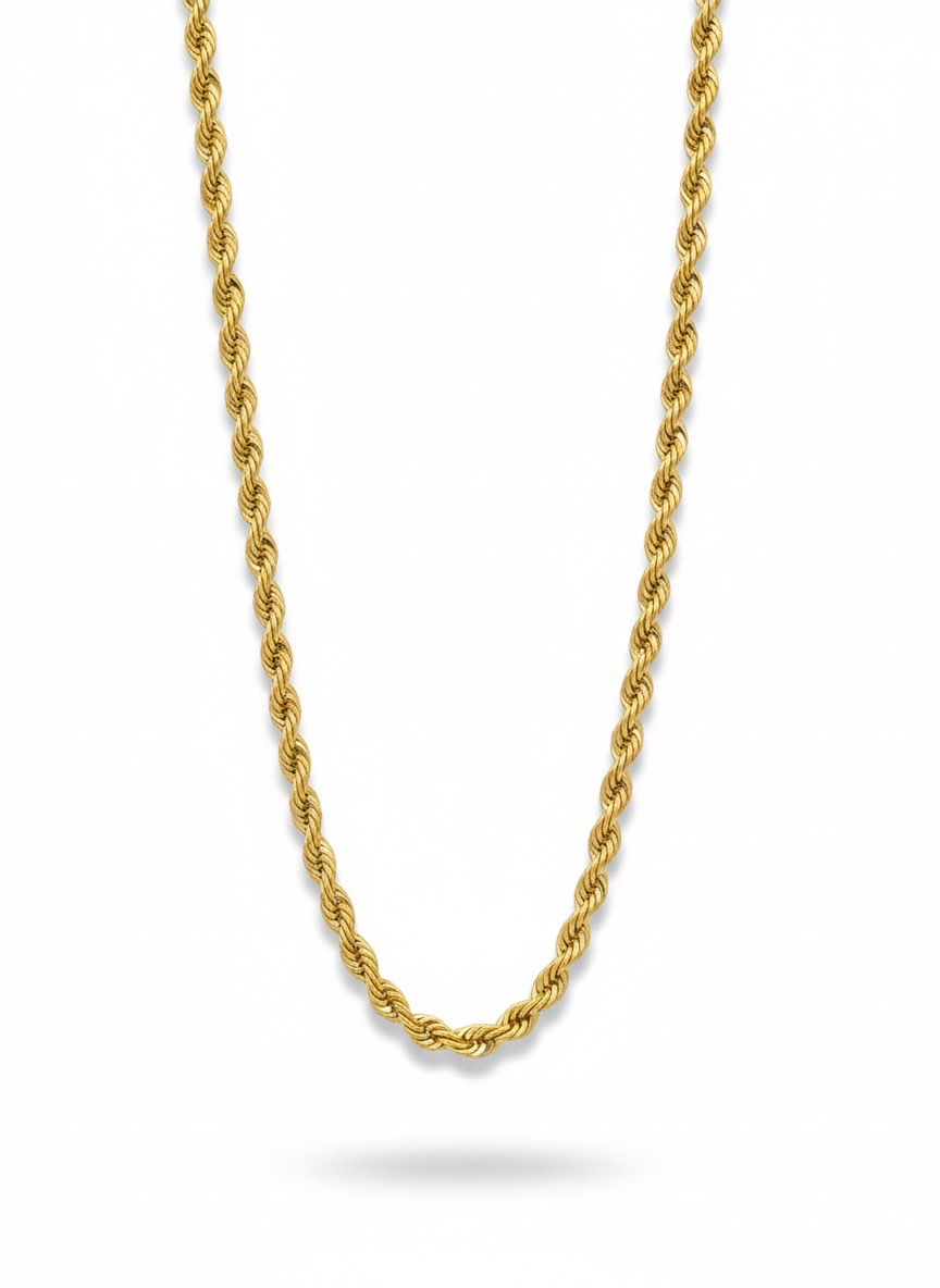 14k gouden heren ketting, rope chain. ca 6 gram/ 55cm/ 3mm 