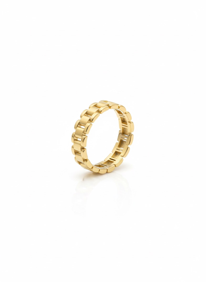 De 14 karaats gouden herenring met modelnummer JS53 is een elegante ring met een schakelmoti­ef. Deze nieuwe ring is goudkleurig, weegt 4,8 gram en heeft een glanzende afwerking. Met een jewelmaat van 66 en een breedte van 6 mm, is hij perfect voor dagelijks gebruik of speciale gelegenheden. Draag deze ring om stijl en verfijning toe te voegen aan elke outfit.