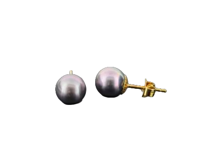 Wilhelm M&uuml;ller Ohrschmuck Ref.-Nr.: 691031019 585/- Gold, gold  2 Zuchtperle 8,0 bis 8,5 mm Grau
