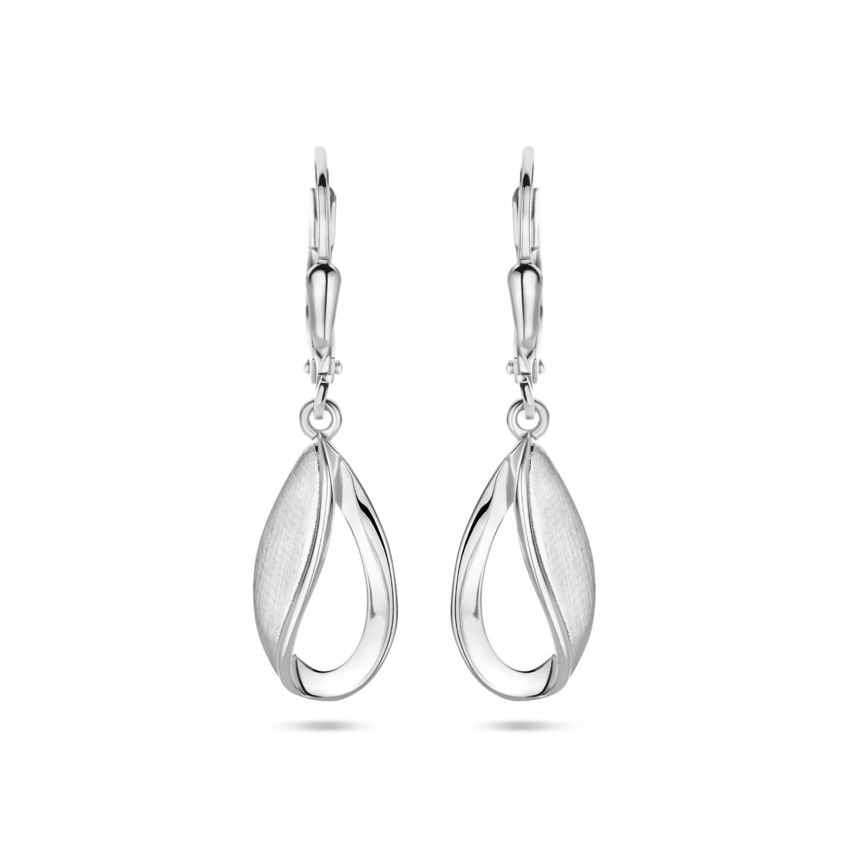 Zilveren oorhangers mat/glans 3.3 cm 16x8.5 mm