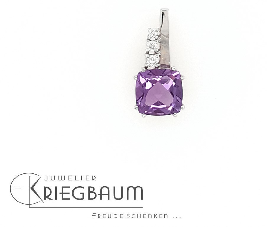 Halsschmuck Ref.-Nr.: 31-03681-0 585/- Gold, wei&szlig; 1 Amethyst  3 Diamant Wesselton kleine Einschl&uuml;sse Brillantschliff 0,13ct. 