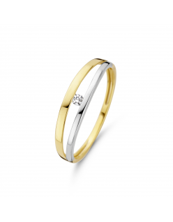 Gouden ring bicolor
met diamant 0,04 crt