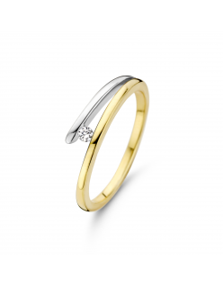Gouden ring bicolor
met 0.04crt diamant