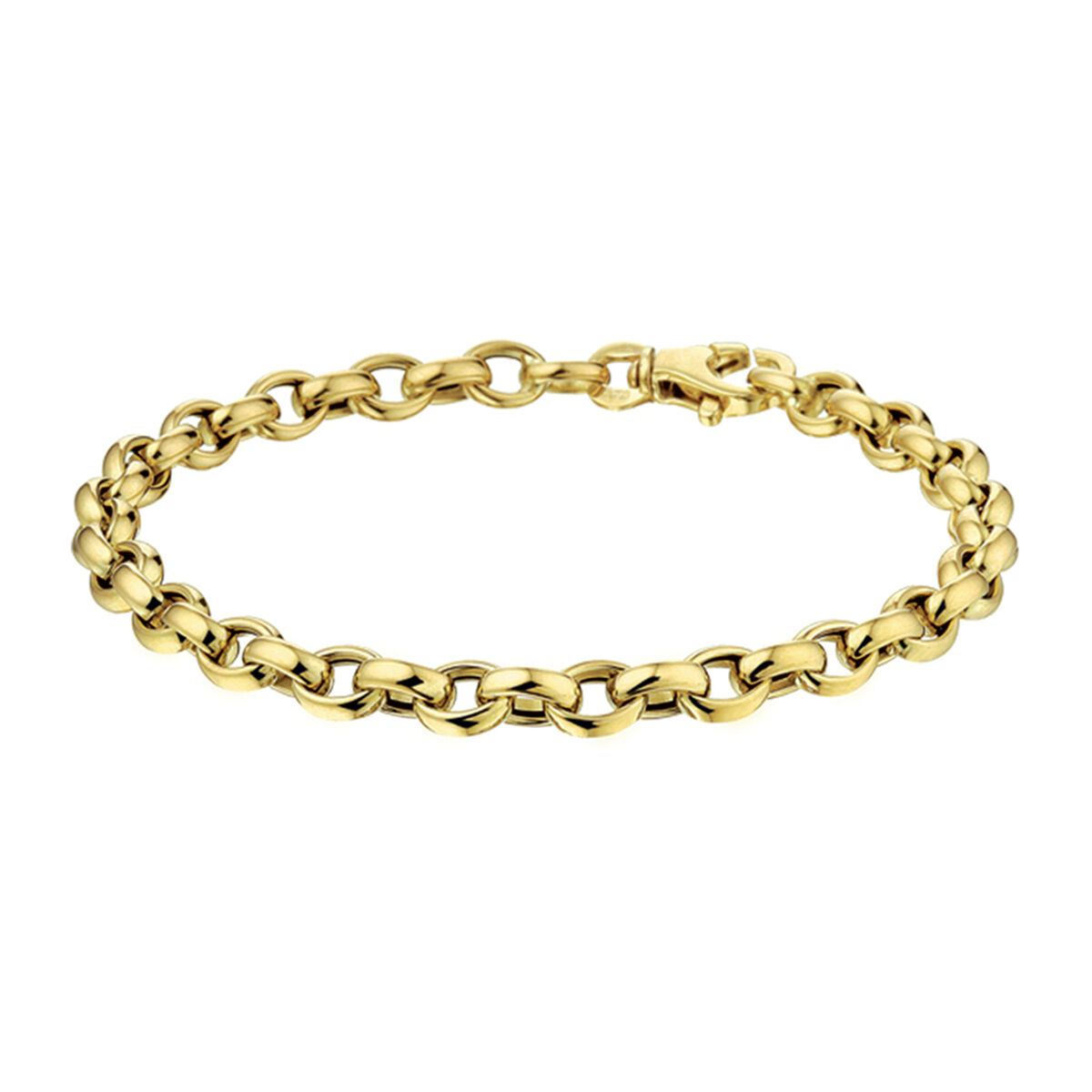 14 karaats geelgouden schakelarmband jasseron, lengte 19 cm / breedte 5 mm