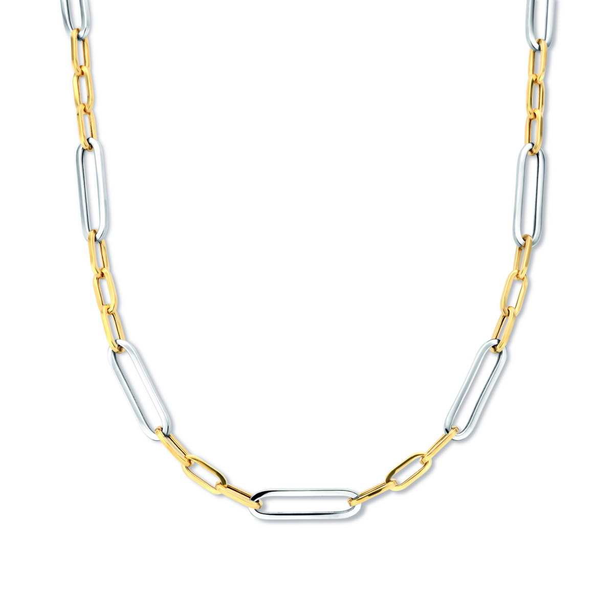 Mooie bicolor schakel collier uit de Naiomy Silver collectie gemaakt van 925 sterling. Deze 450 mm lange ketting is perfect voor dagelijks gebruik of speciale gelegenheden, een elegante aanvulling op elke outfit. Ideaal te combineren met andere sieraden.