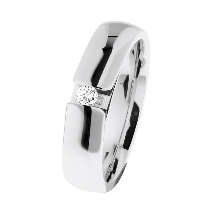 Ernstes Design Ringe Ref.-Nr.: R515.55 Edelstahl 1 Diamant Top Wesselton kleine Einschl&uuml;sse Brillantschliff 0,065ct.  Ringgr&ouml;&szlig;e 55