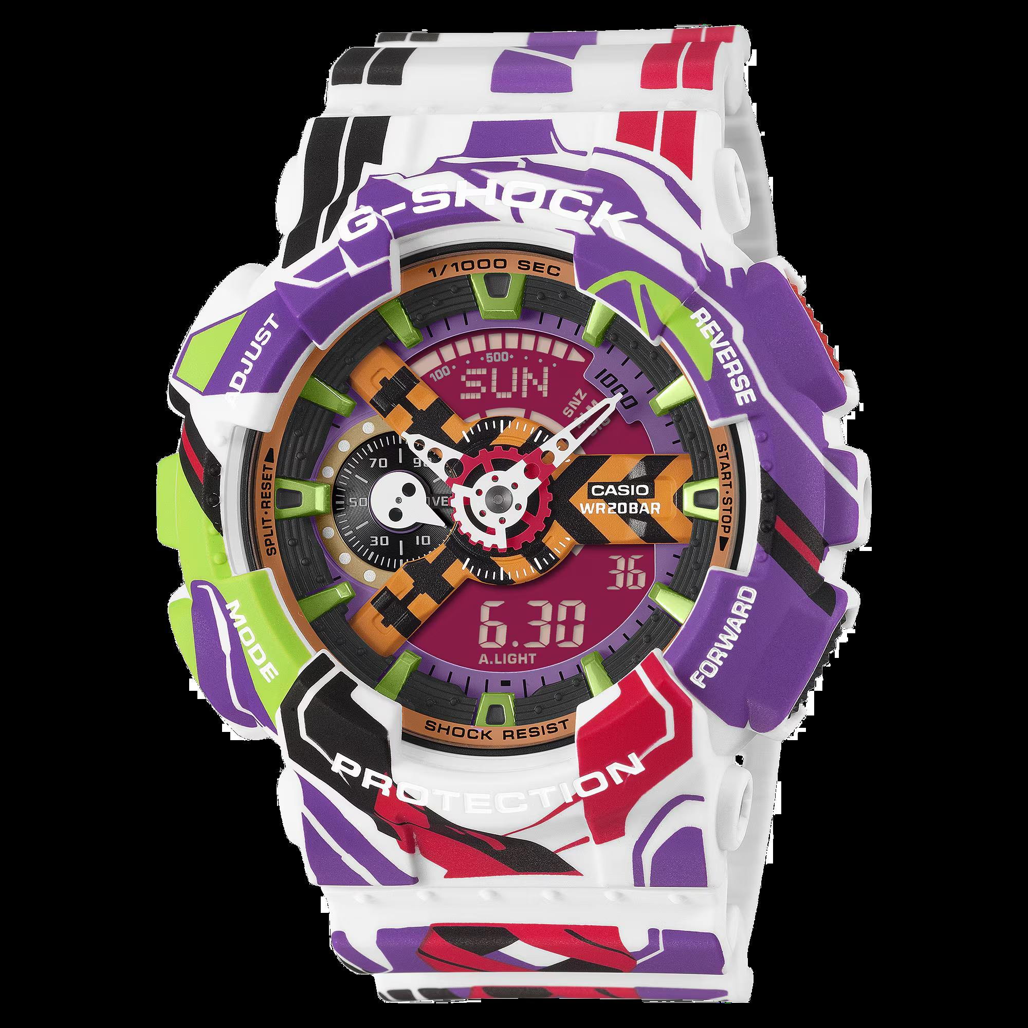 G-SHOCK werkt samen met EVANGELION, de iconische anime-serie met een gepassioneerde wereldwijde aanhang, om de 30e verjaardag van de oorspronkelijke tv-uitzending te vieren.

Deze speciale editie is ontworpen door Ikuto Yamashita, de mechanische ontwerper achter de EVANGELION-serie. Voor deze speciale samenwerking cre&euml;erde Yamashita origineel artwork dat de intensiteit van de meeslepende wereld van de serie weergeeft.