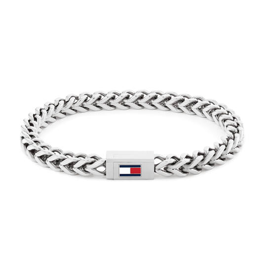 Tommy Hilfiger stalen herenarmband met vossenstaart schakel en vierkante magneet sluiting
