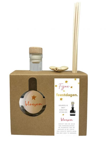 Geur voor Thuis - Geurolie met houten stokje - Feestdagen
"Laat je zintuigen genieten!
Bloesem: Geniet van de geur van kersenbloesem. De puurheid van de natuur in de lente… Een zachte zoete geur om mee weg te dromen.