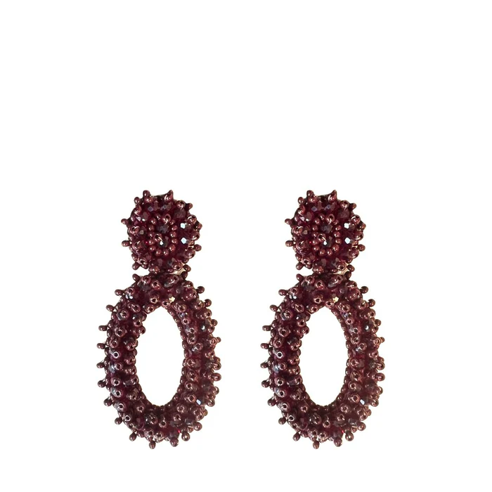 Paulie Pocket Small Oval Lizzy Earrings Burgundy

Handgemaakte oorbellen waarbij textiel en kralen zijn gebruikt
De oorbellen bevatten een stainless steel pinnetje