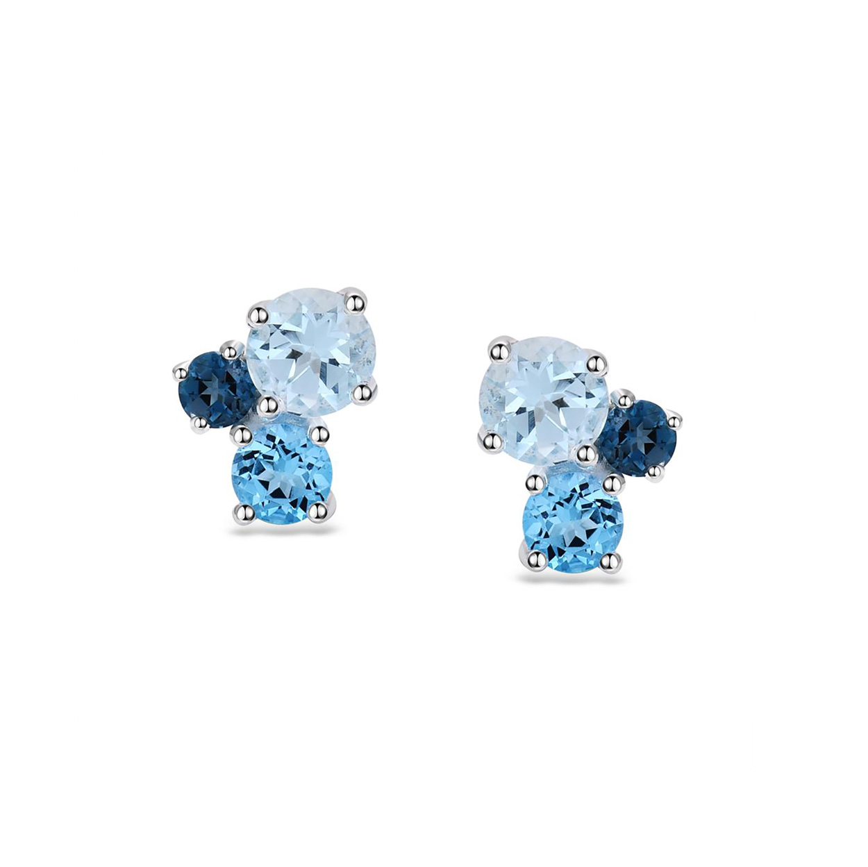 Prachtige oorstekers gemaakt van zilver en verschillende kleuren topaas.