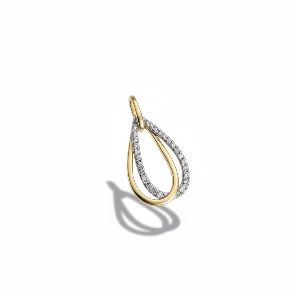 Bicolor hanger met 27 Diamanten met een totaal van 0,15 Caraat.