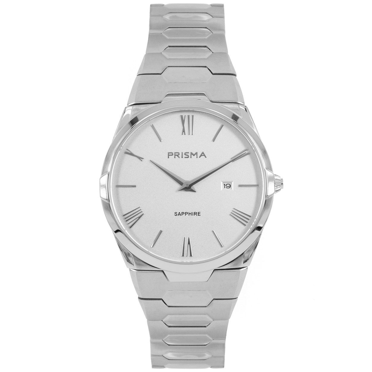Prisma horloge P1336 heren edelstaal saffierglas 

Algemeen
Geslacht: heren
Model: P.1336

Voordelen
- band edelstaal zilver
- wijzerplaat zilver met zilvere romeinse cijfers
- glas is zeer krasvast
- slimline model (minder dan 7 mm dik)- ook voor brede pols (max. 235,75 mm)
- luxueuze uitstraling door romeinse cijfers
- datum
- quartz
- maat kast 40 mm (breedte) 6,57mm (dikte)

