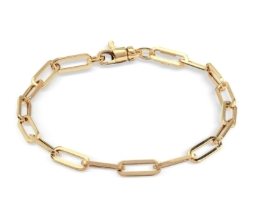 De Monzario 14krt geelgouden paperclip armband, modelnummer 1273-A-GEEL, is een sierlijke en tijdloze accessoire die perfect past bij elke gelegenheid. Met een breedte van 4,5 mm en een lengte van 19 cm, valt deze armband elegant om de pols. Draag hem solo voor een subtiele look of combineer met andere sieraden voor een gedurfde stijl.