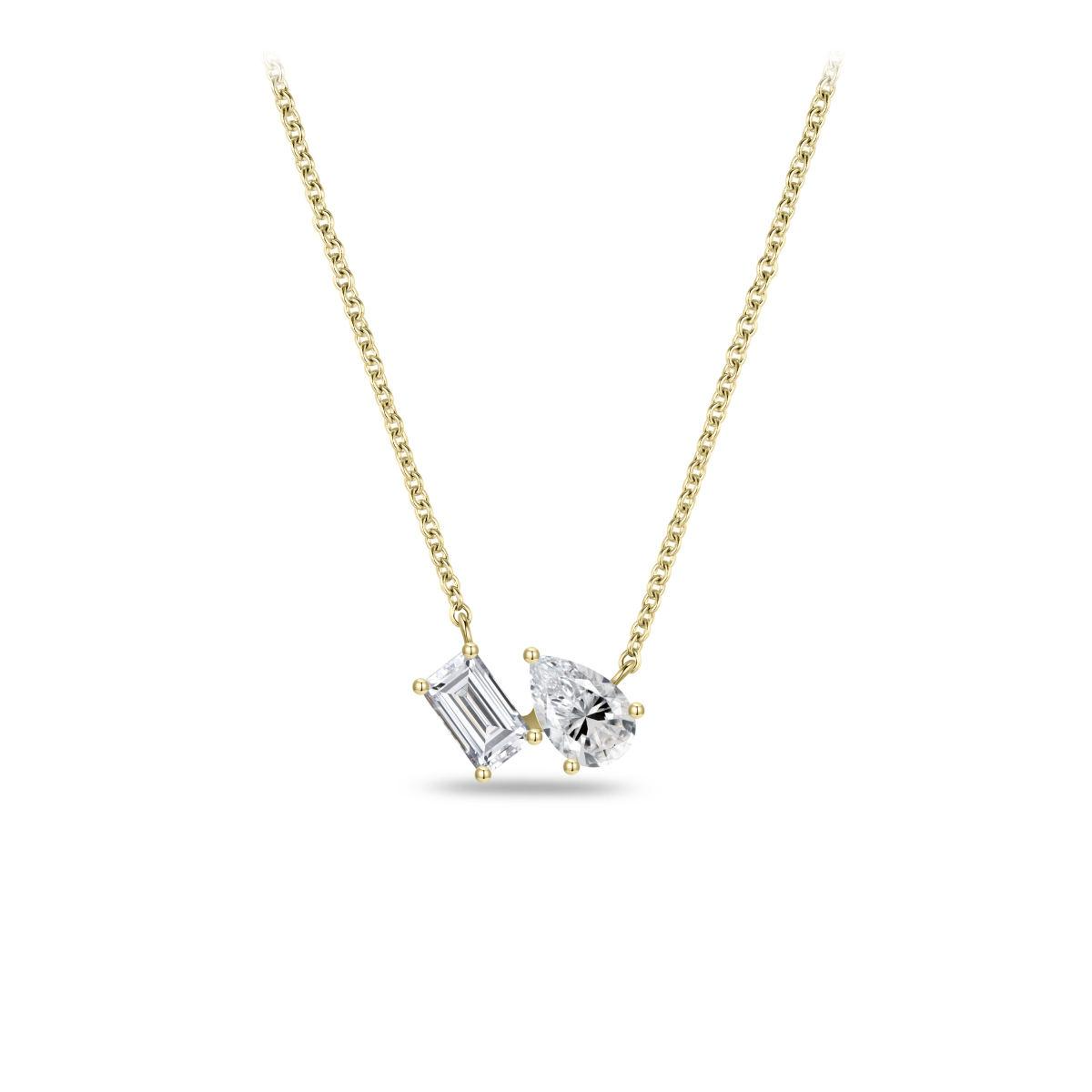 Gisser Jewels 14k Lab Grown Diamanten Halsketting | TA-5X3 | PR-6X4 | 2-0.69CT 