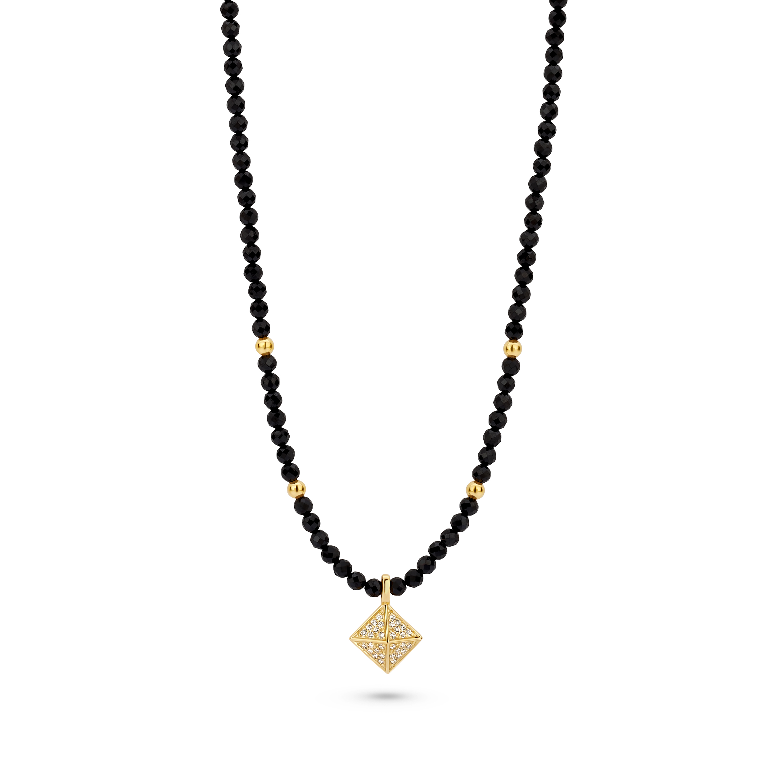 FJF Jewellery collier met zwarte spinel FJF0010068YSP
zilver goldplated met zirkonia, te dragen op diverse lengtes 40-42 en 45 cm