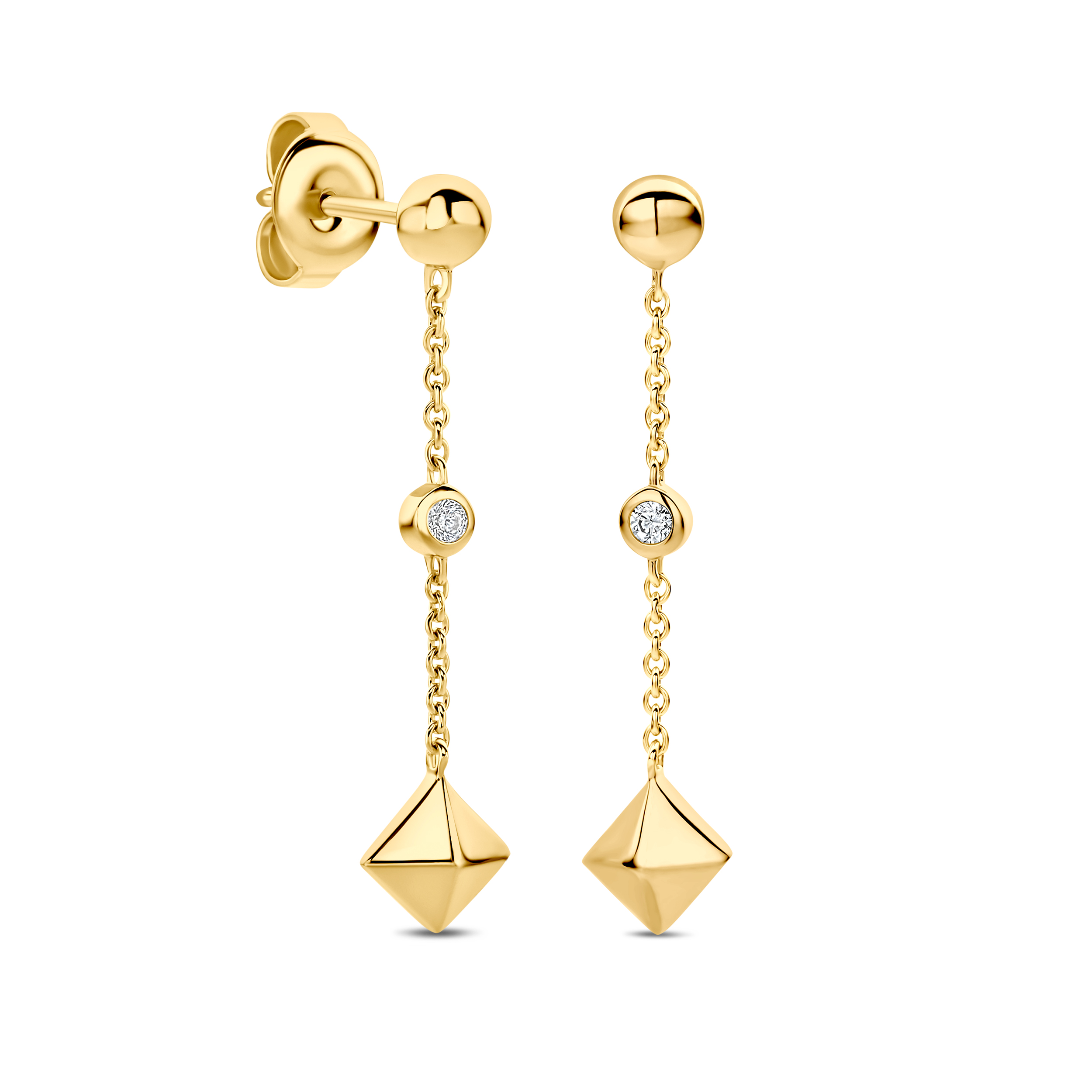 FJF Jewellery oorhangers zilver goldplated met zirkonia's FJF0030066YWH