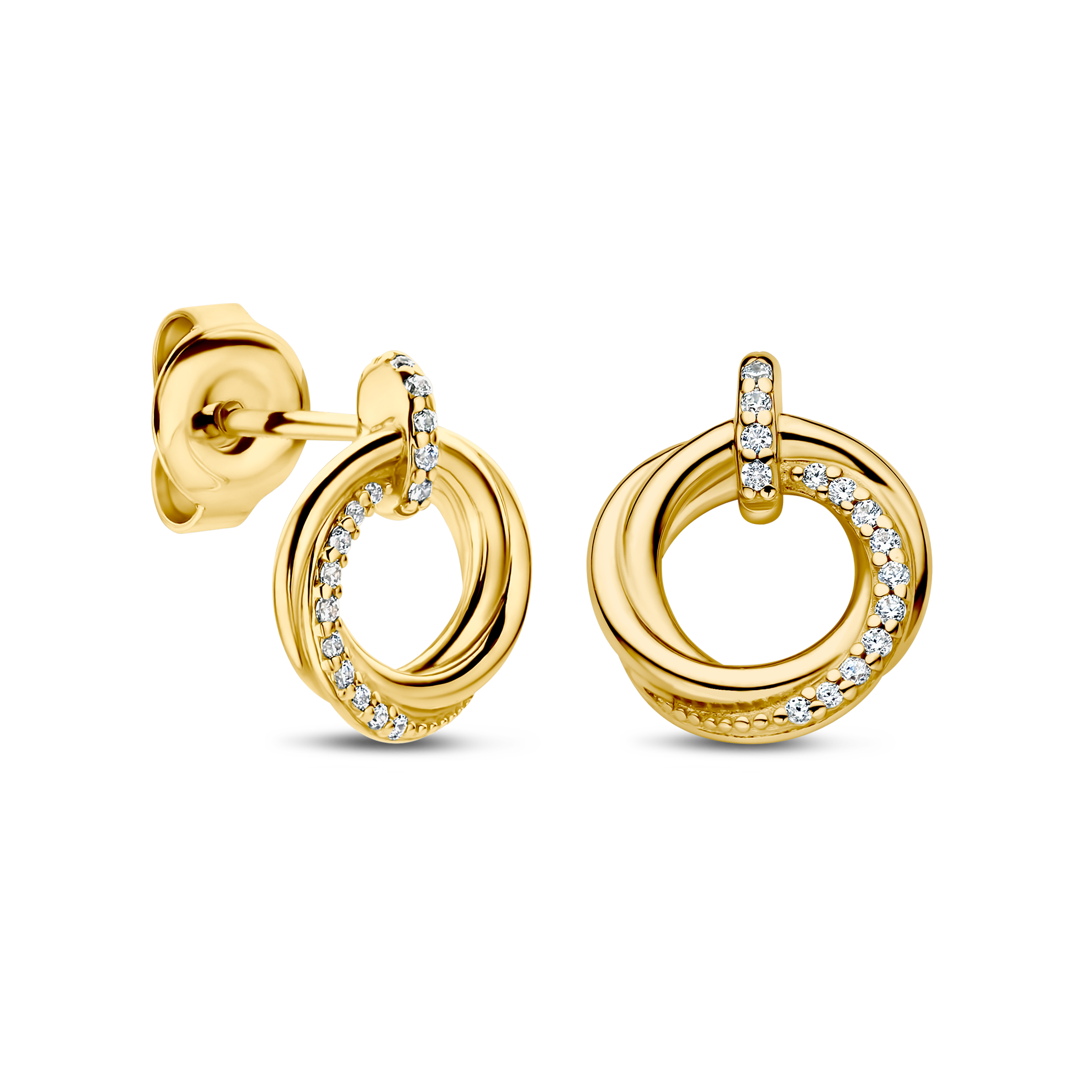 FJF Jewellery oorstekers zilver goldplated met zirkonia's  FJF0030078YWH

combineer met de andere sieraden van deze lijn voor een complete look!