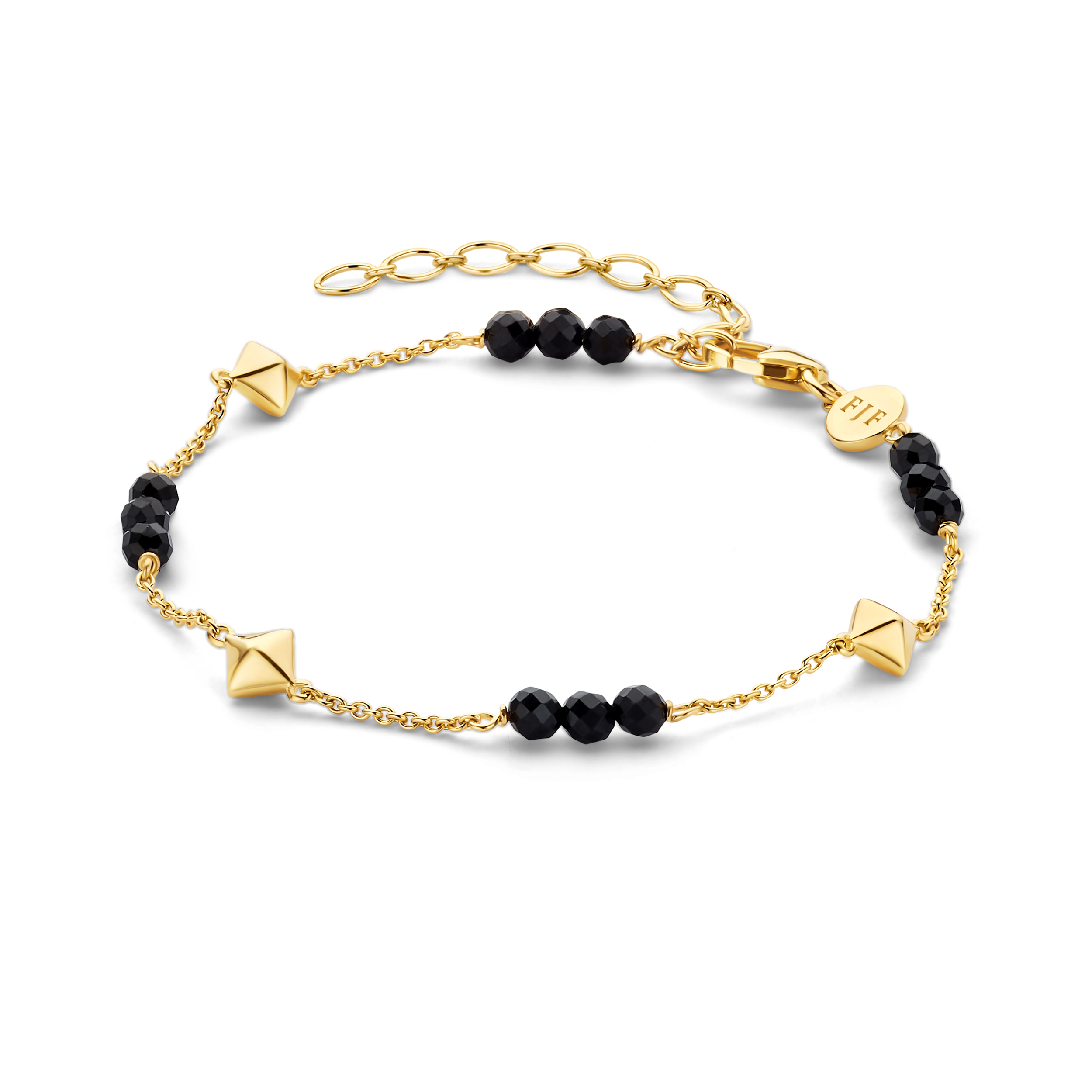 FJF Jewellery armband met zwarte spinel FJF0050036YSP
zilver goldplated
lengte 15-18 cm