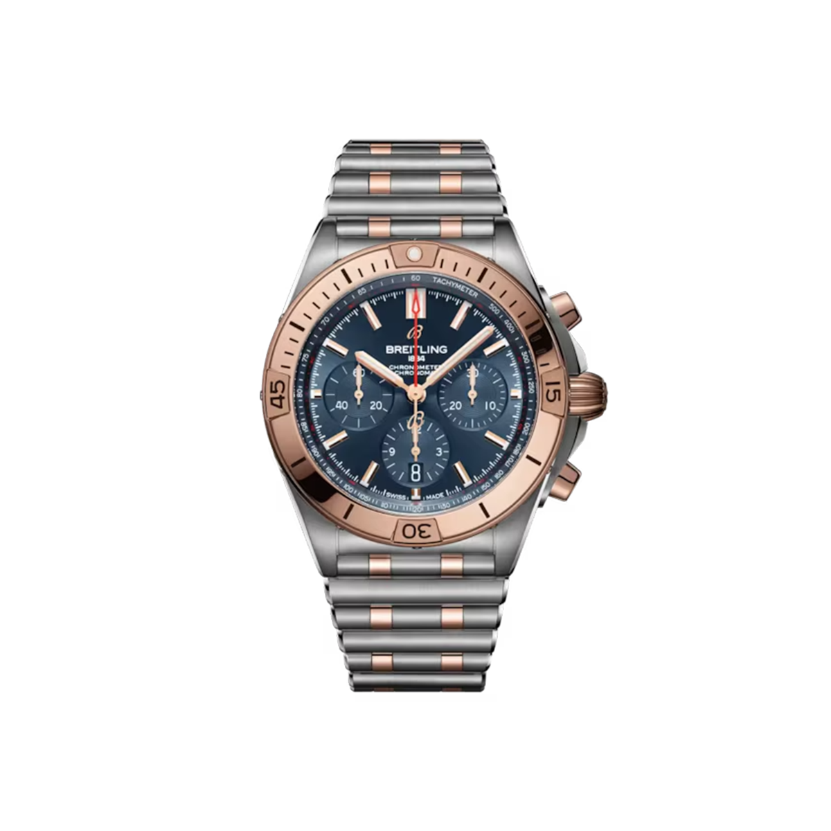 Dit Breitling horloge behoort tot de Breitling Chronomat collectie. 
Referentienummer: UB0134101C1U1
Caliber: Breitling 01 (Manufacture)