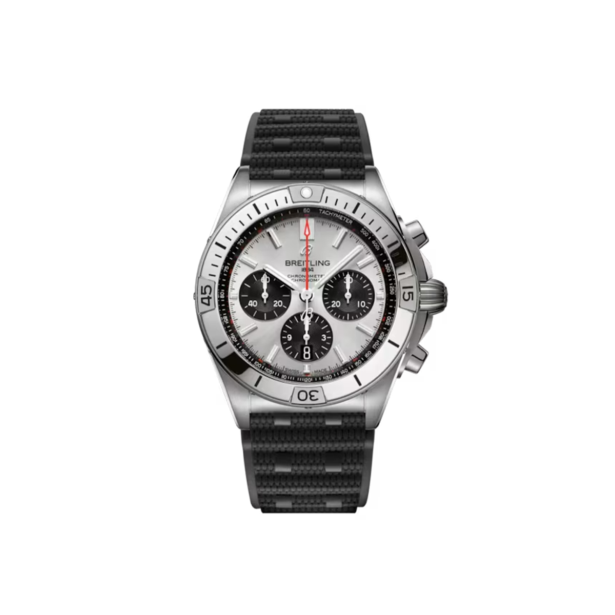 Dit Breitling horloge behoort tot de Breitling Chronomat collectie. 
Referentienummer: AB0134101G1S2
Caliber: Breitling 01 (Manufacture)
