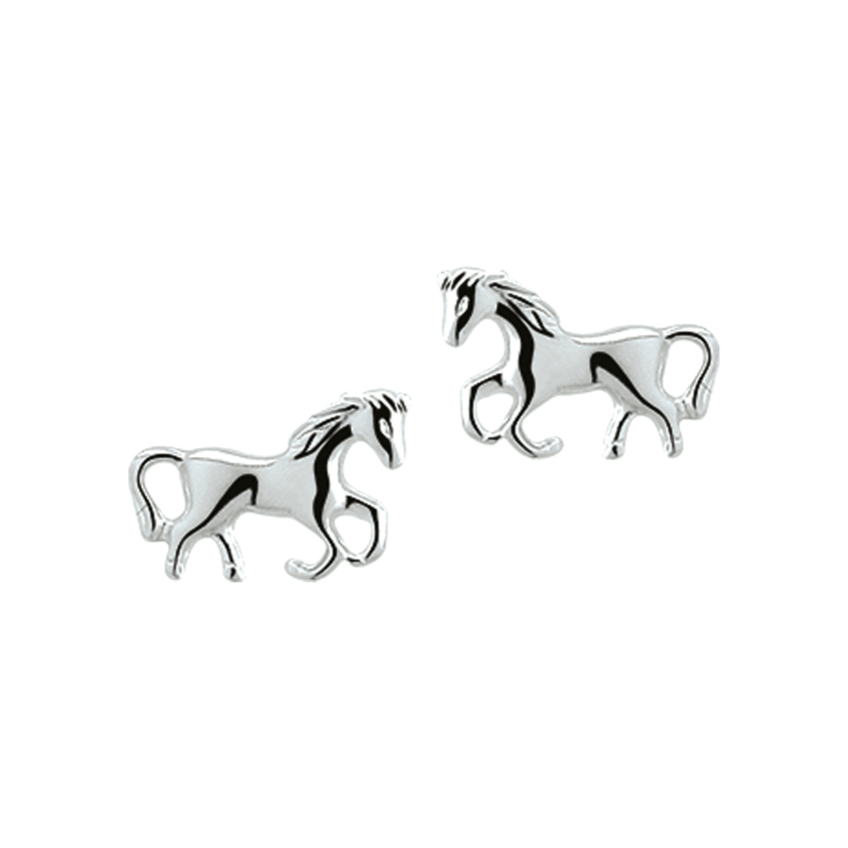Zilveren oorknoppen met een paard.