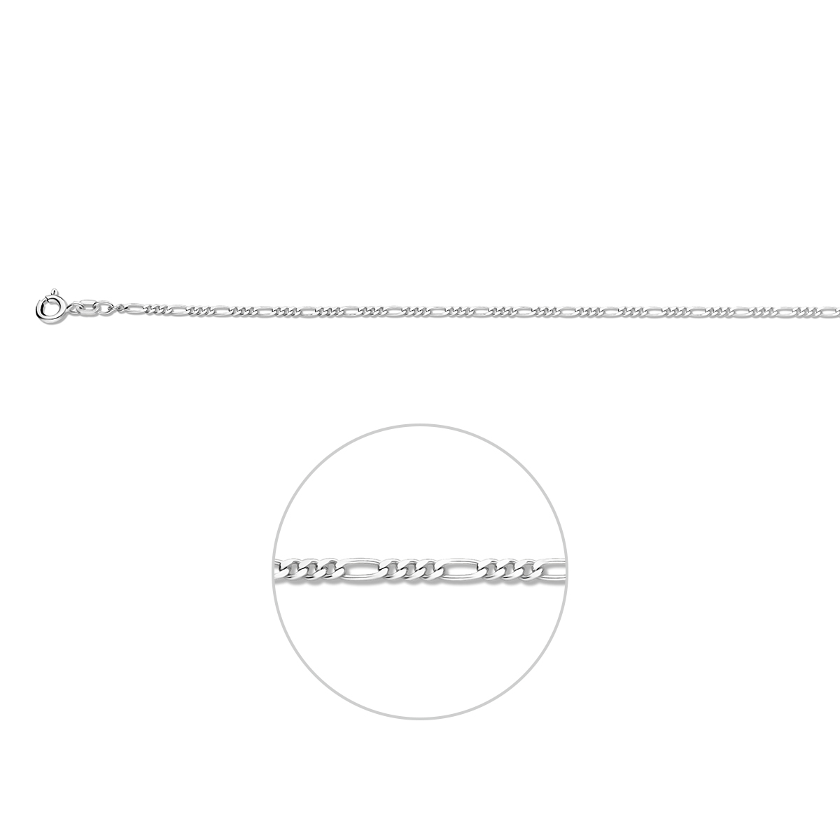 925 Zilveren collier met figaro schakel. De schakelbreedte is 1.9mm.