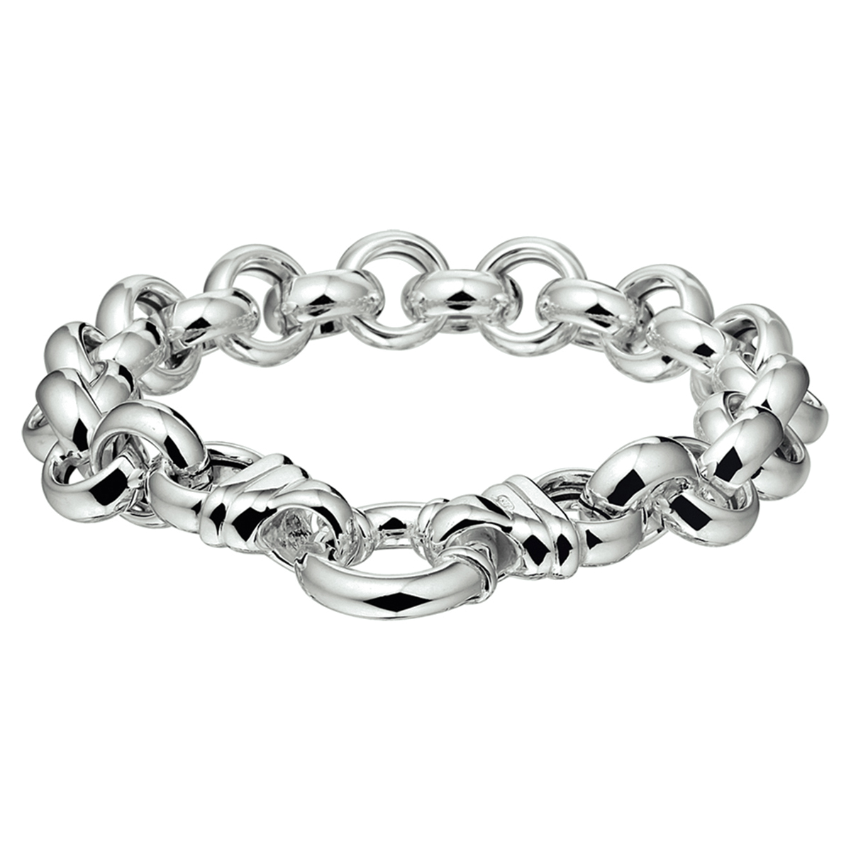 Zilveren armband met jasseron schakel. De schakelbreedte is 11mm.