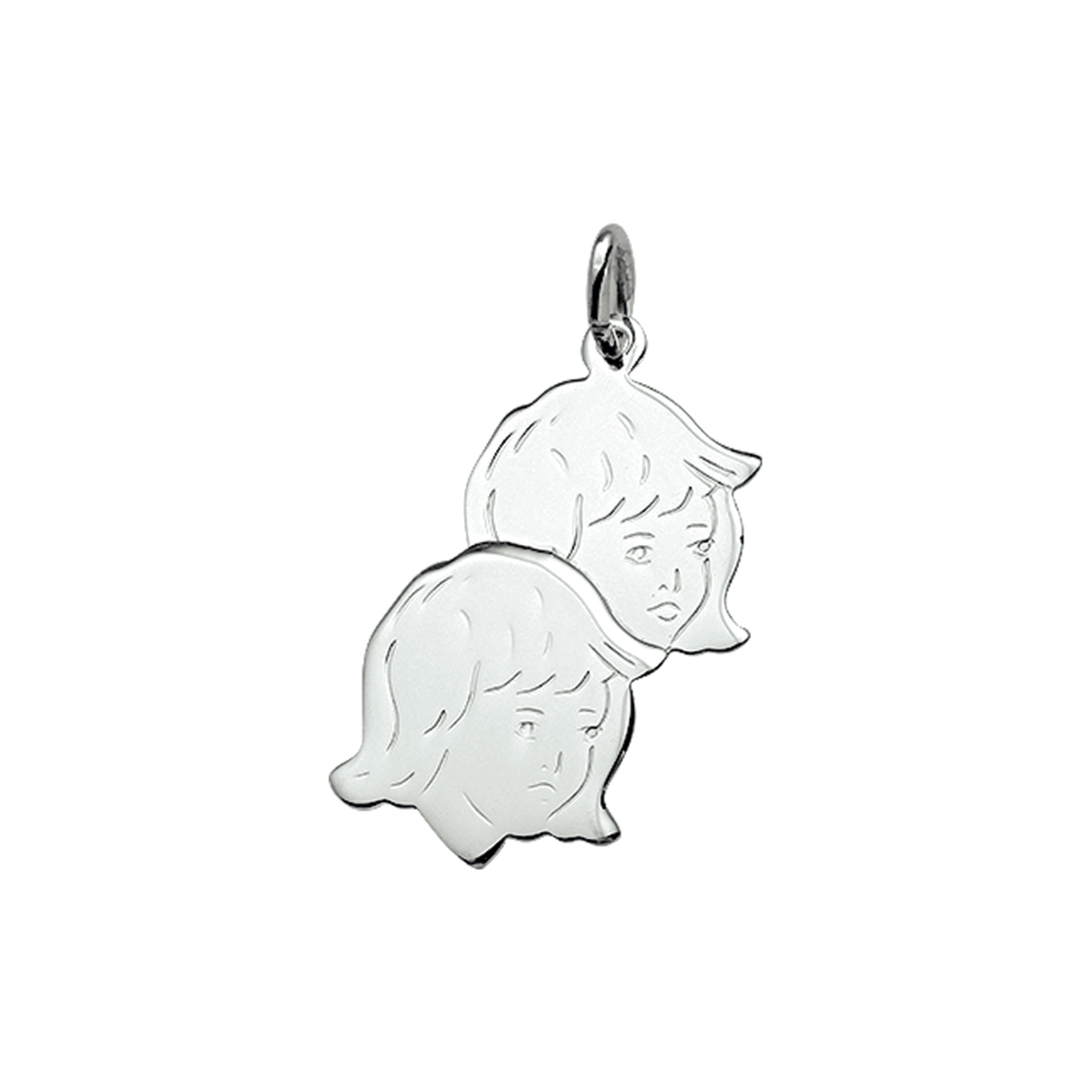 hanger kinderhoofdjes 25 x 18,5 mm zilver wit