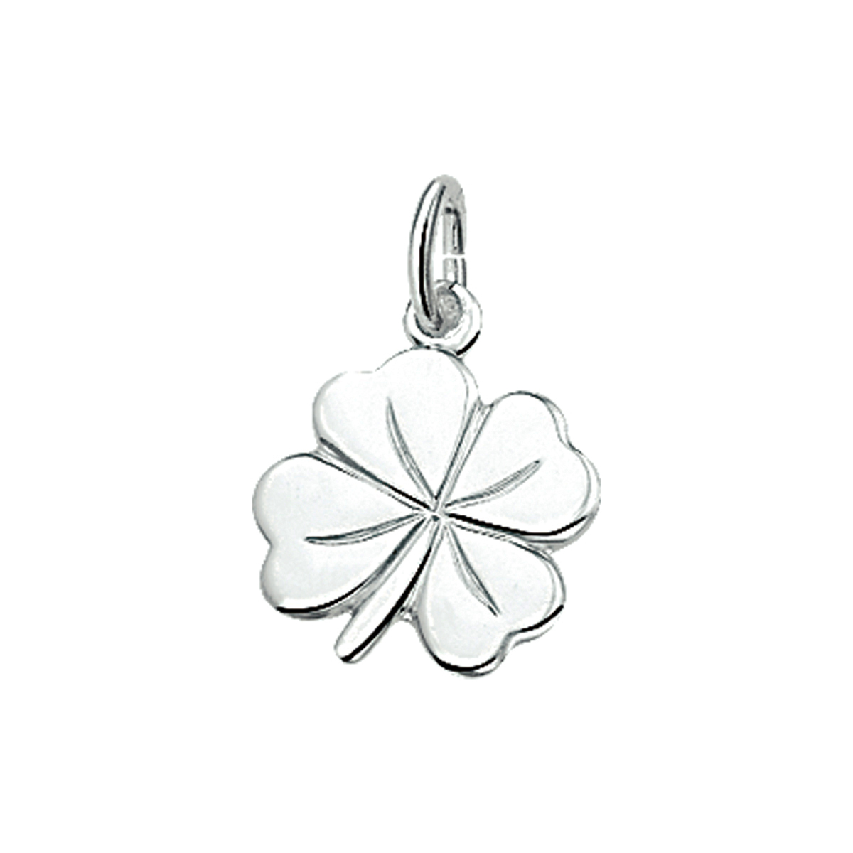 hanger klavertje zilver wit