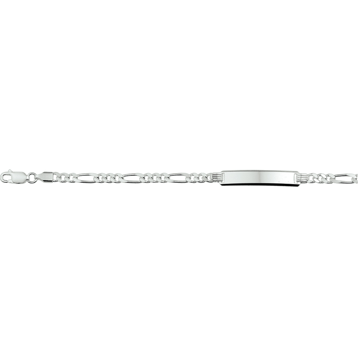 Productnummer 1005645, een Graveerarmband figaro plaat van 6,0 mm, heeft de volgende kenmerken: zilver materiaal, zilverkleurig, 7,7 gram, 19 cm lang, glanzend. Draag deze stijlvolle armband solo of gecombineerd met andere sieraden voor een elegante look. Perfect voor dagelijks gebruik of speciale gelegenheden. Bestel nu voor een tijdloze toevoeging aan uw collectie!
