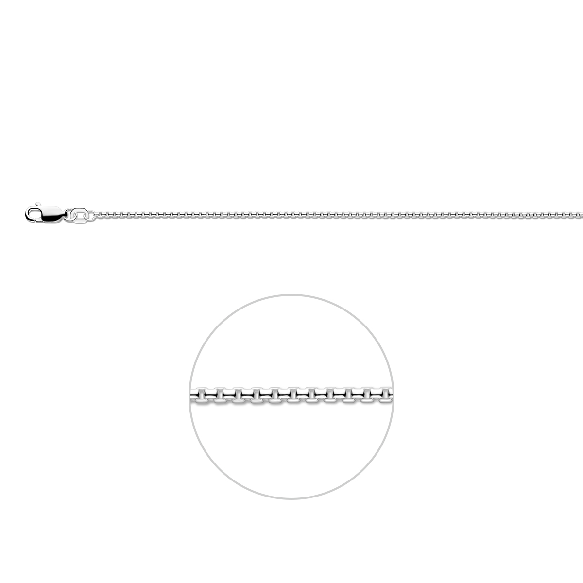 Beschrijving: Zilveren collier met venetiaanse schakel. 
Doelgroep: unisex
Breedte: 1.5 mm
Langste lengte: 45 cm
