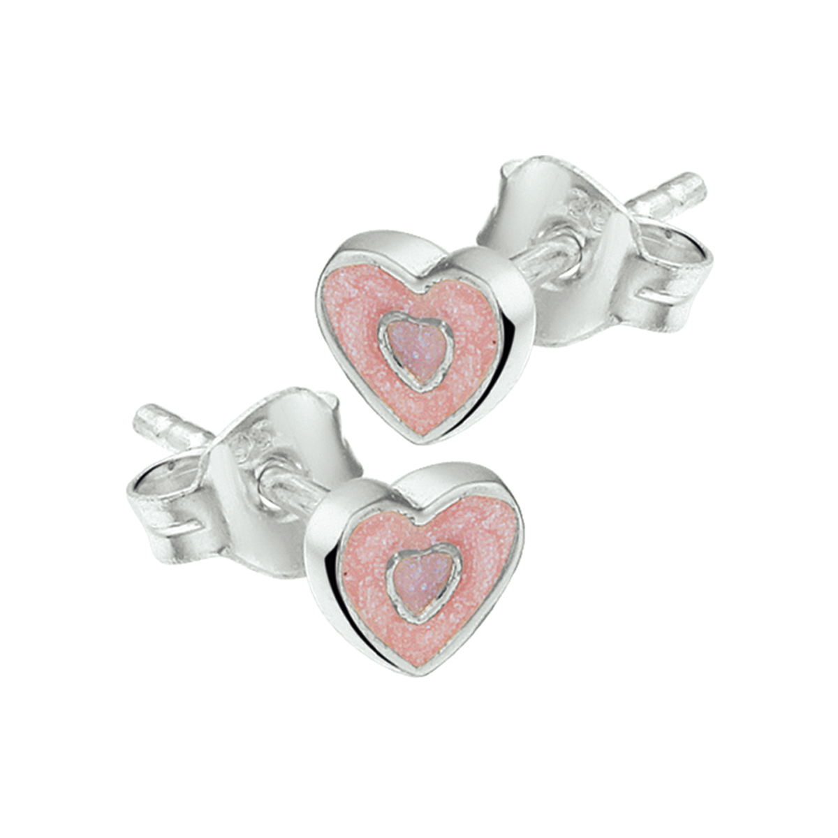 oorknoppen hart zilver wit