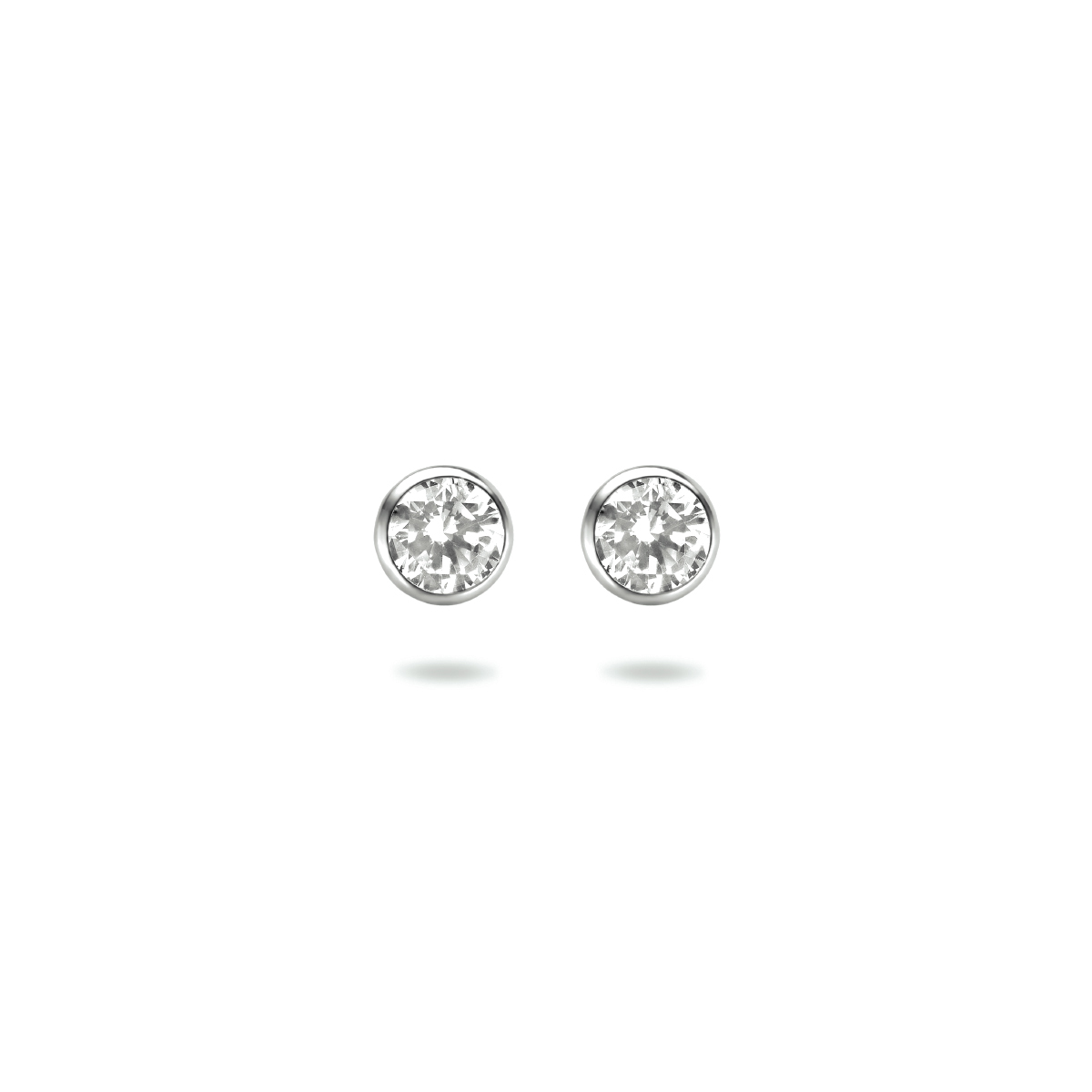 Gerhodineerd zilveren oorknoppen met zirkonia.