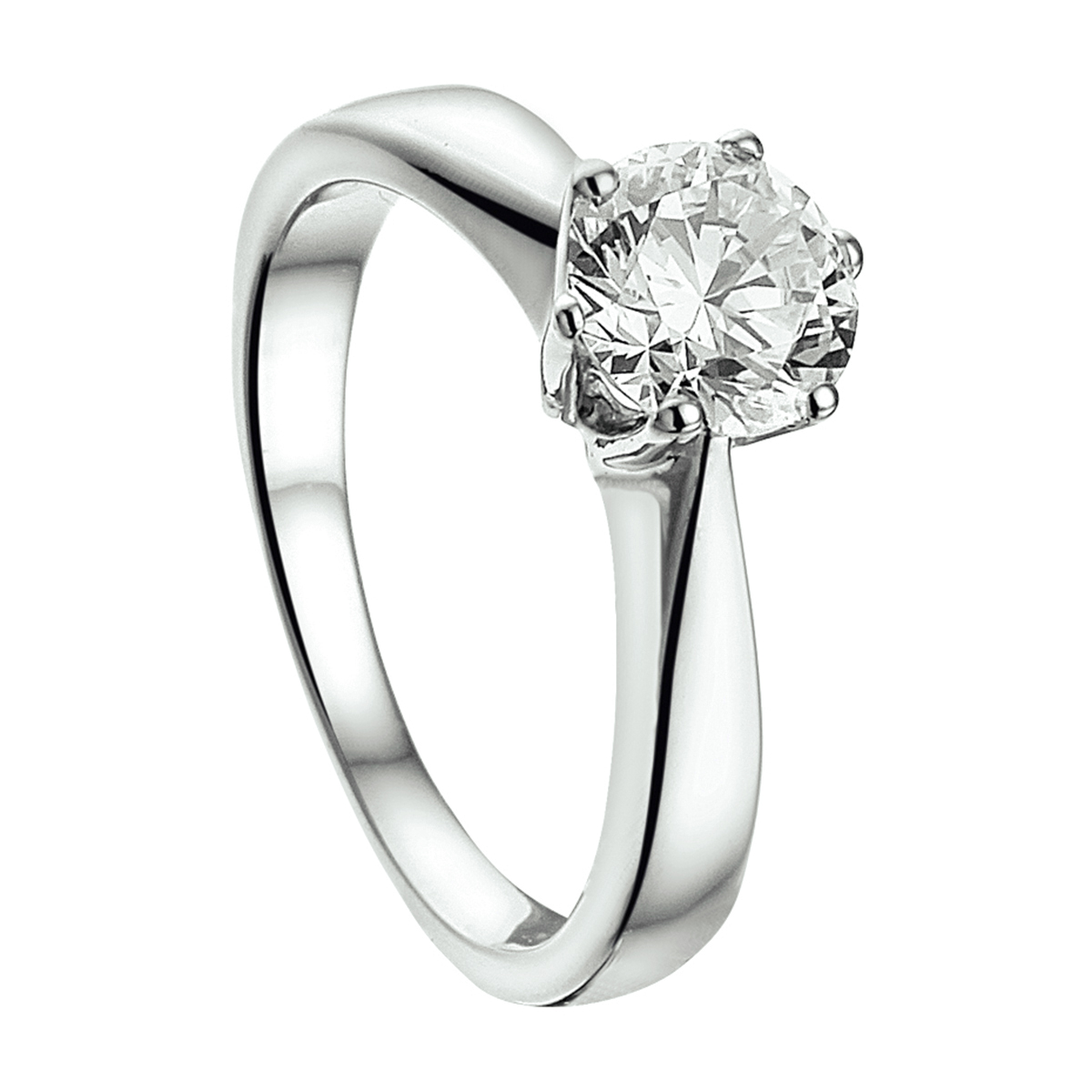 Gerhodineerd zilveren ring met zirkonia.