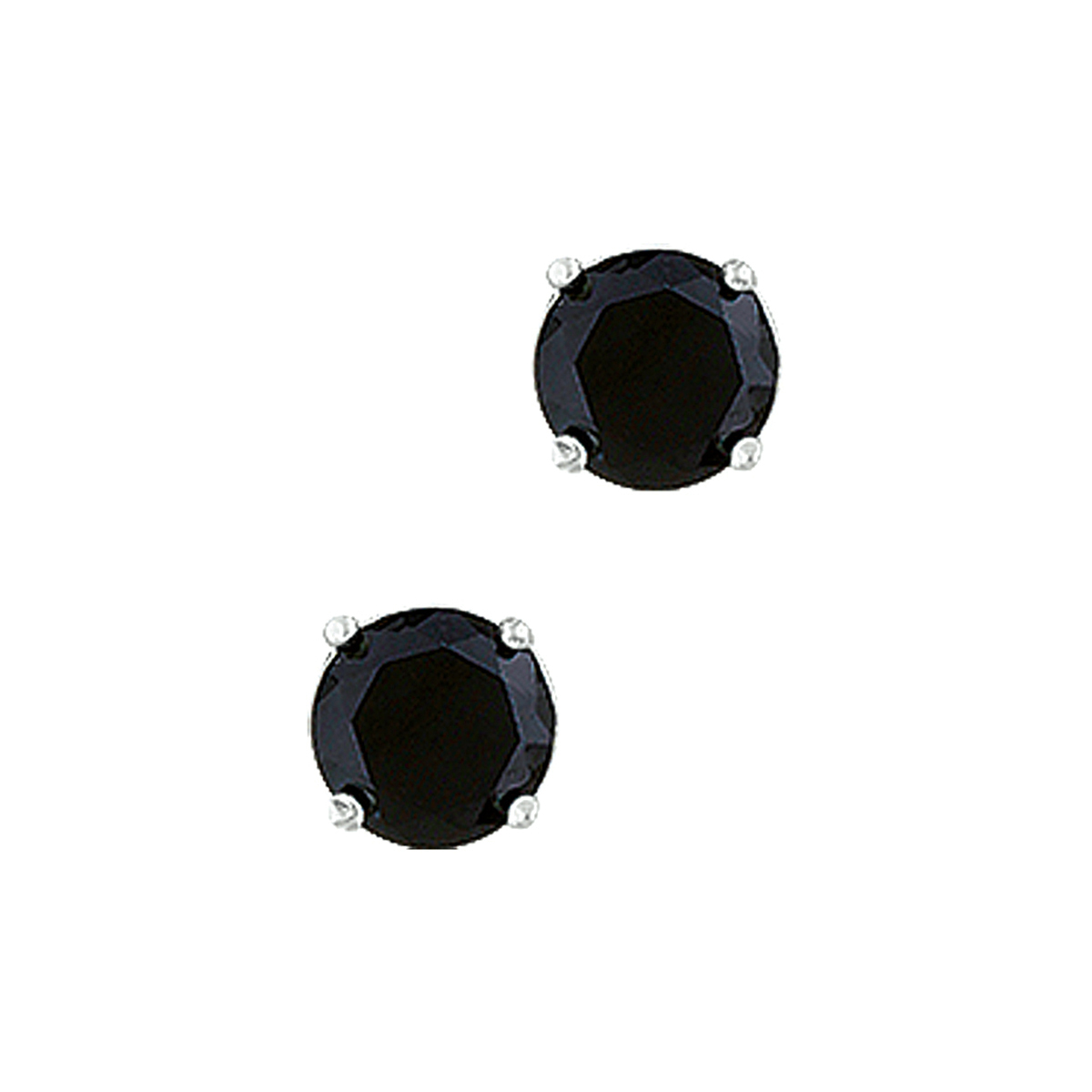 Gerhodineerd zilveren oorknoppen met zwart zirkonia.