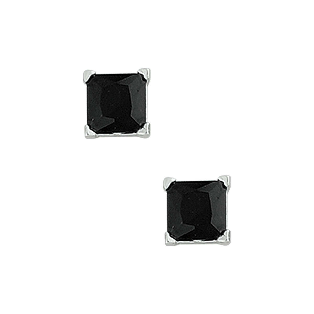 Gerhodineerd zilveren oorknoppen met zwart zirkonia.