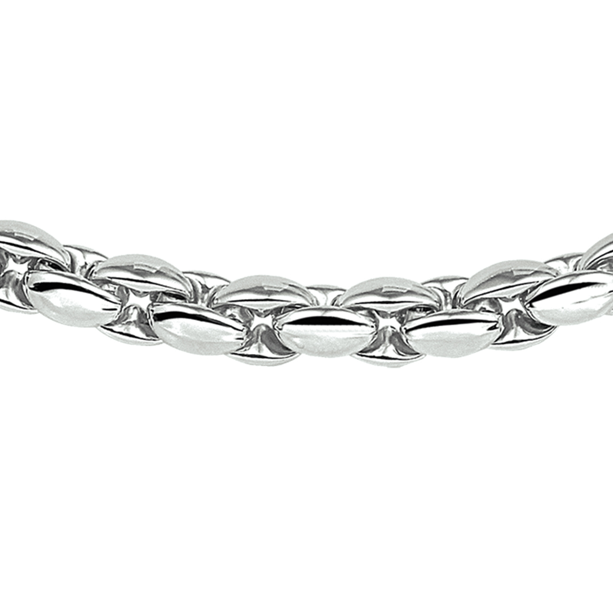 Gerhodineerd zilveren collier met een poli afwerking. De schakelbreedte is 5.5mm.