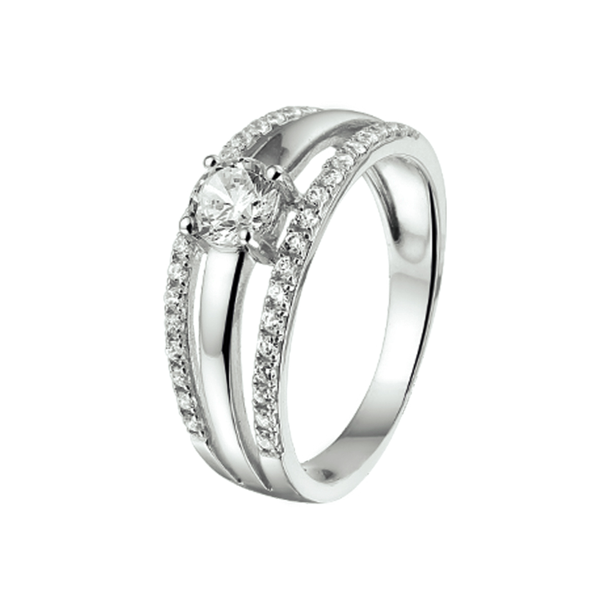 ring zirkonia zilver gerhodineerd