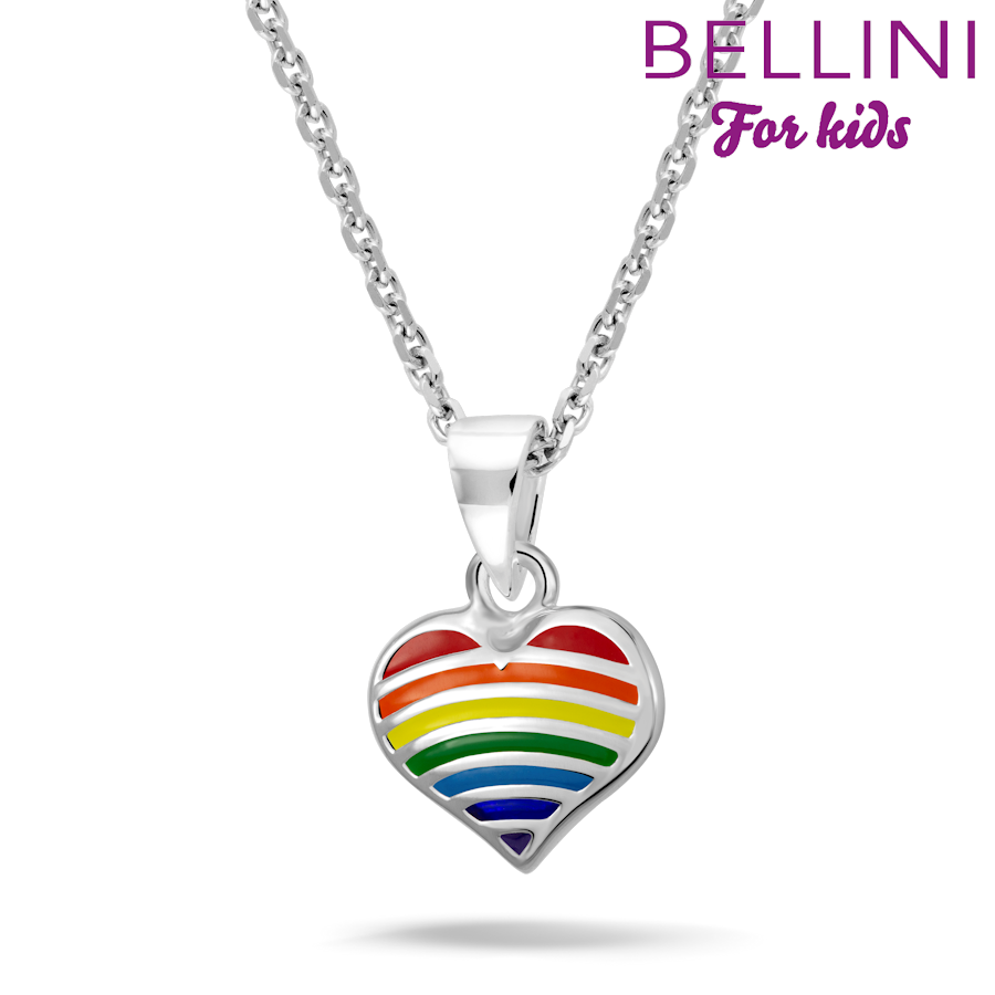 zilveren Bellini collier, regenboog hartje