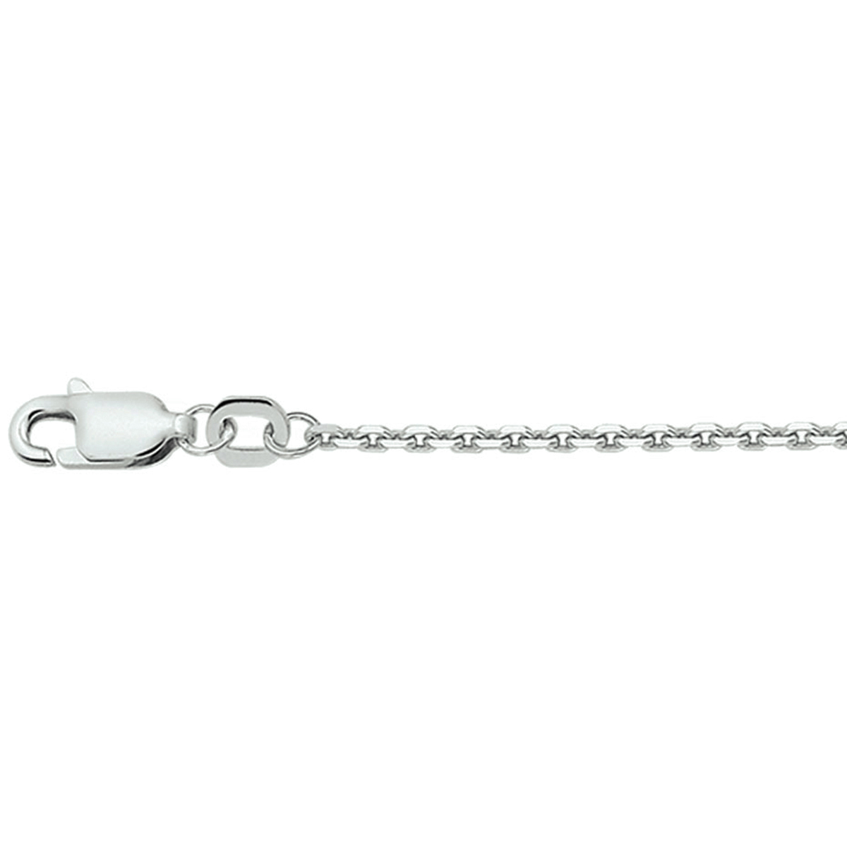 Gerhodineerd zilveren collier met anker schakel. De schakelbreedte is 1.6mm.