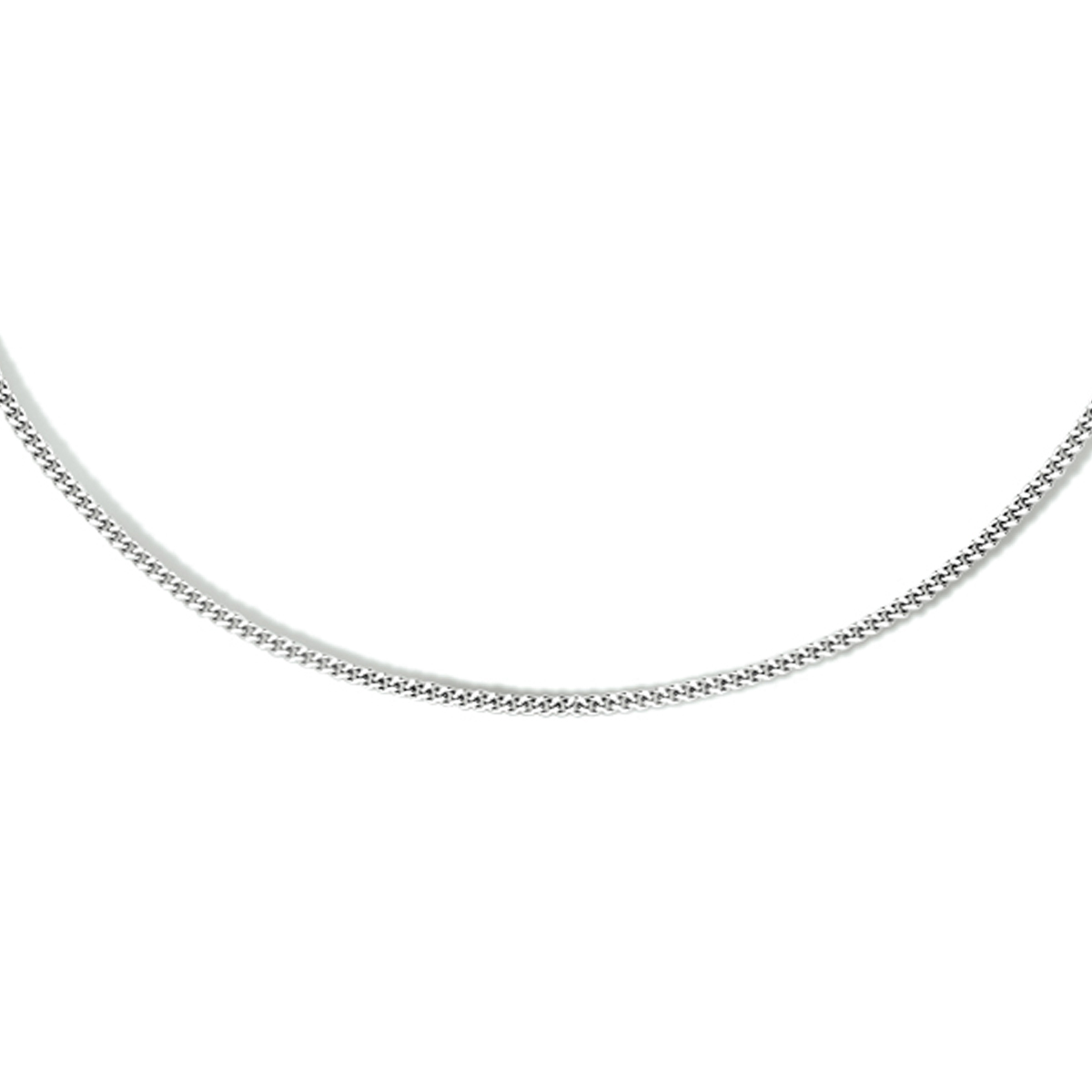 Gerhodineerd 925 zilveren gourmet collier met een schakelbreedte van 1.1mm. Het collier heeft een draaglengte van 45cm.