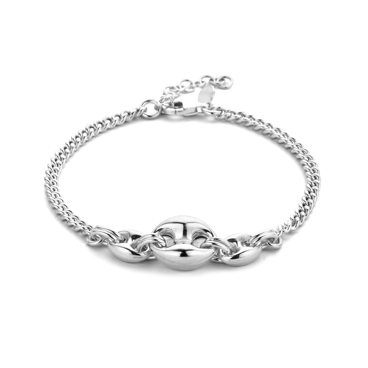 De Zilveren Armband is een elegante armband van een ongedefinieerd merk. De armband is 10,5 mm breed, 16 + 3 cm lang en voorzien van een rhodium plating voor extra glans. Perfect om dagelijks te dragen voor een verfijnde toevoeging aan je outfit, zowel casual als chic.