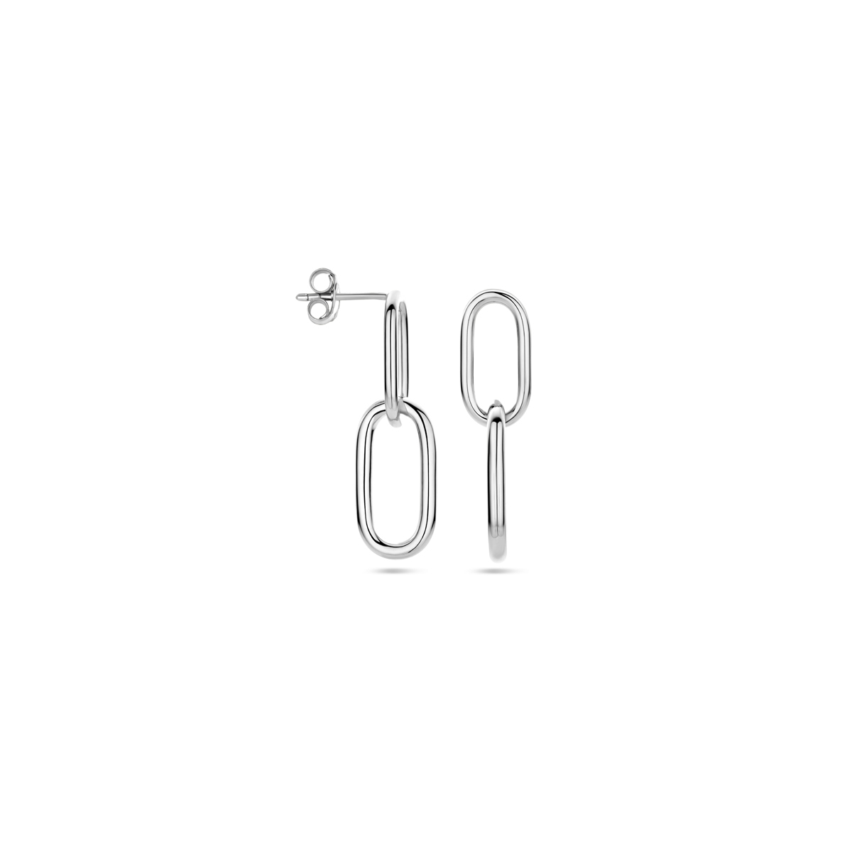 Gerhodineerd 925 zilveren paperclip oorhangers. De oorhangers hebben een totale hoogte van 32mm.