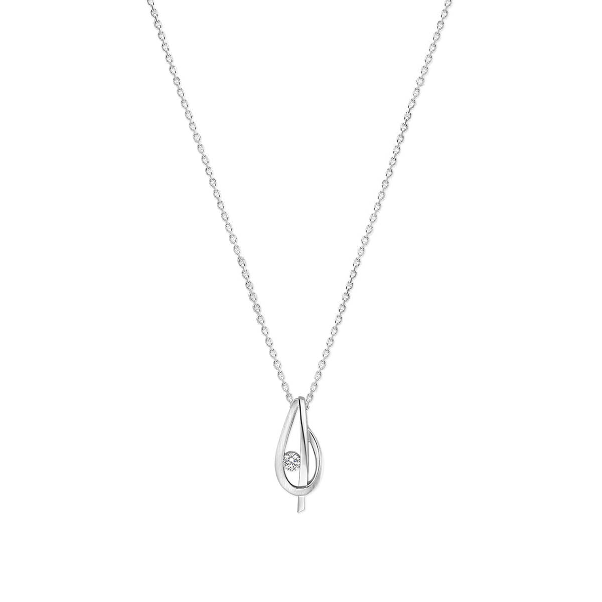 Gerhodineerd 925 zilveren collier uitgevoerd met zirkonia. Het collier heeft draaglengtes van 41+4cm. De schakelbreedte is 1.1mm.