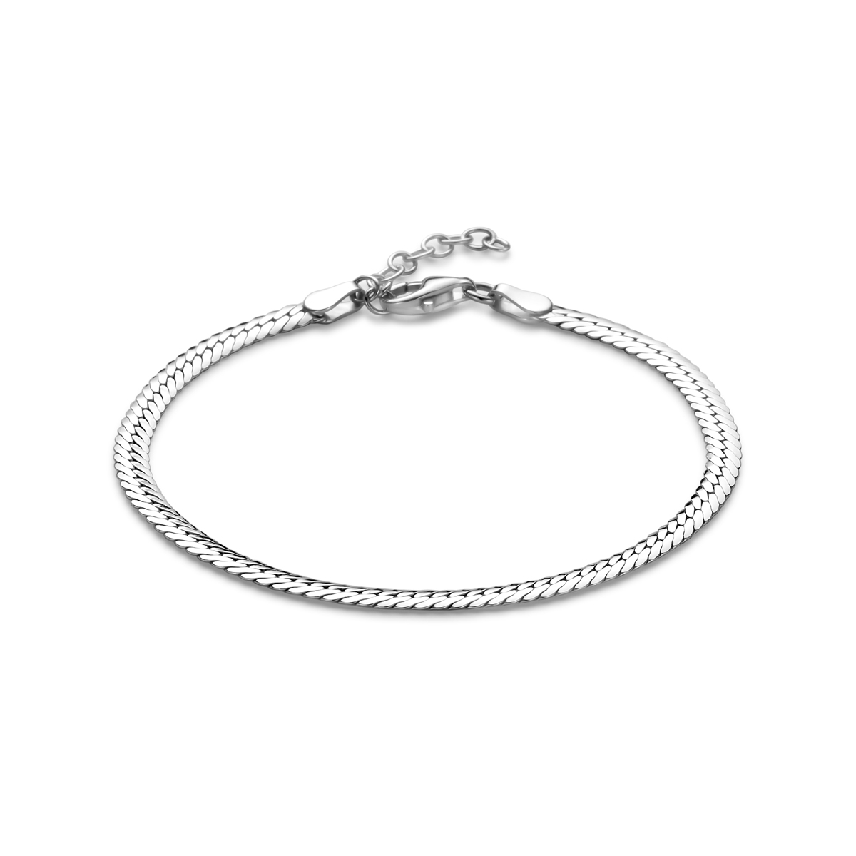 Gerhodineerd 925 zilveren armband uitgevoerd met een gourmette schakel van 3.3mm De armband heeft een draaglengte van 17cm met 3cm extensie.