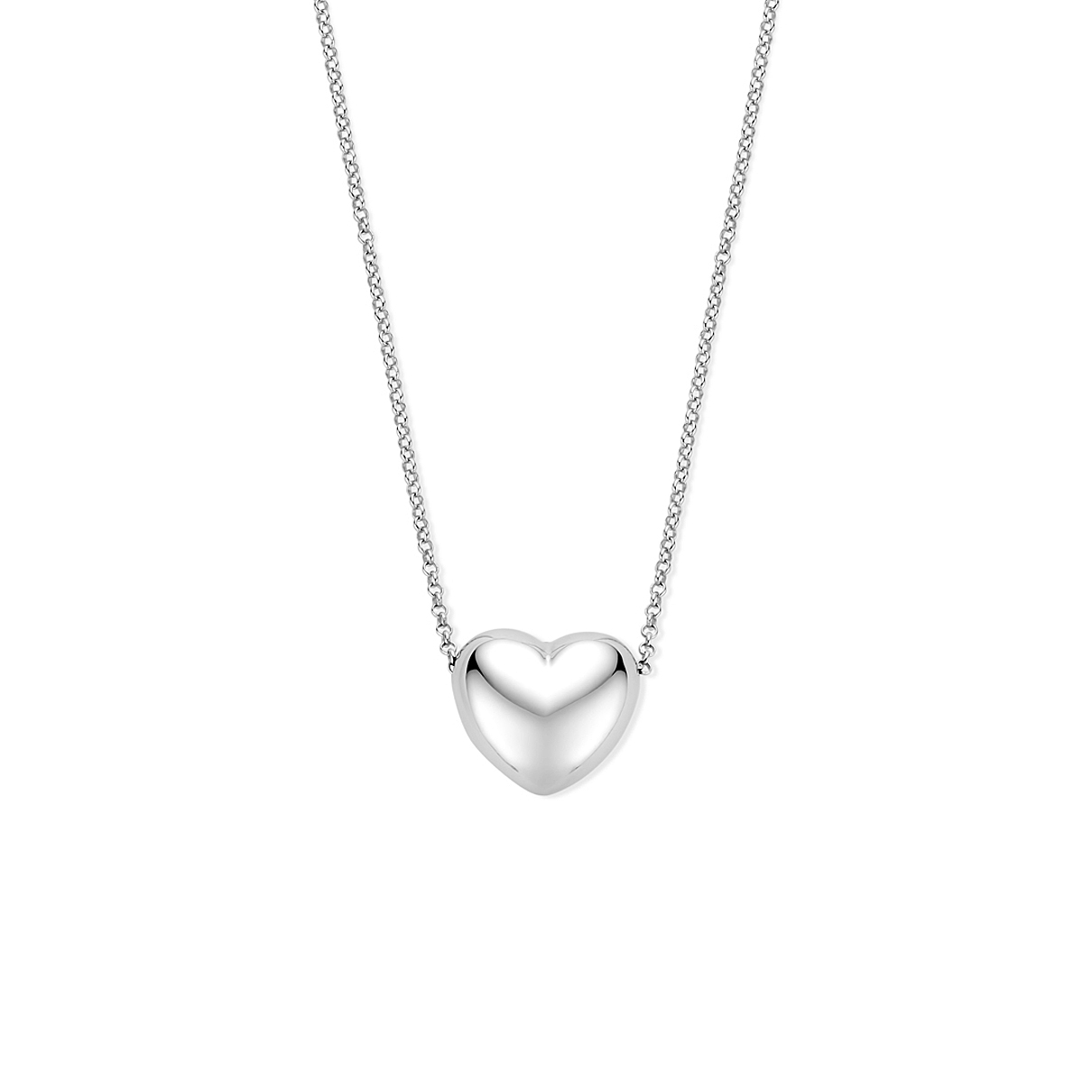 Gerhodineerd 925 zilveren collier uitgevoerd met een hartje. Het collier heeft een draaglengte van 41cm met 4cm extensie.