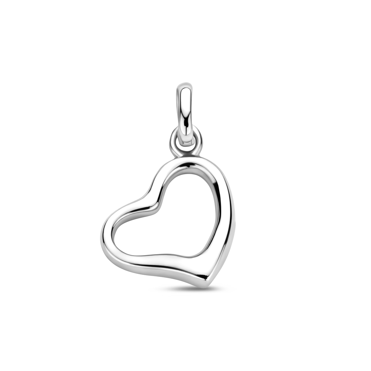 Gerhodineerd 925 zilveren hanger uitgevoerd in de vorm van een hartje. De hanger heeft een totale hoogte van 17mm.