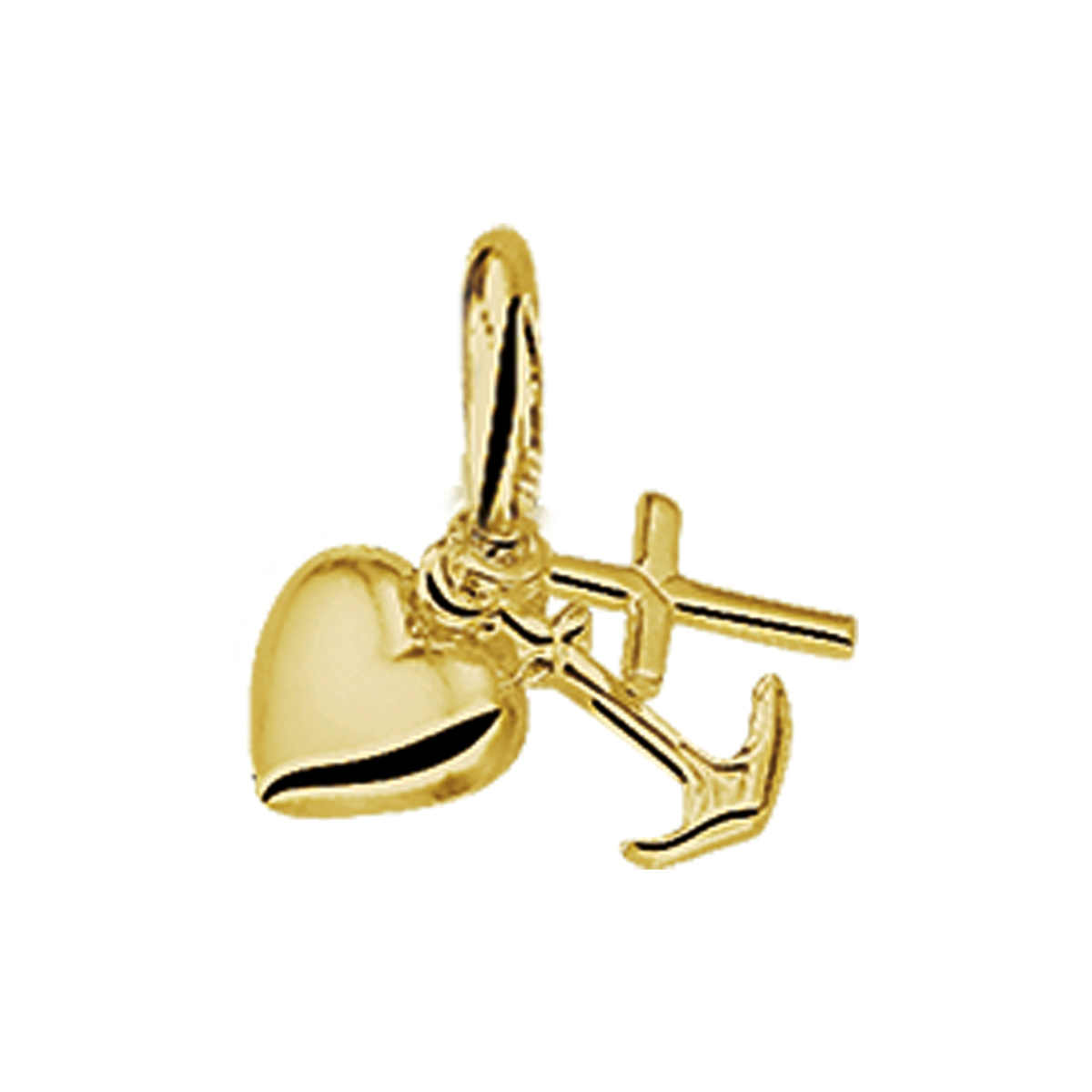 Gouden hanger met geloof hoop en liefde bedels.